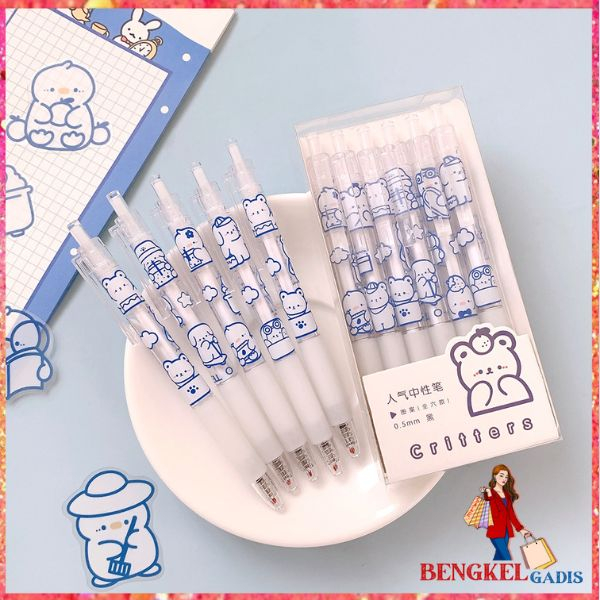 

BG Pulpen Lucu Aesthetic Motif Bear Pena Gel 0.5mm Warna Hitam Pen Tinta Gel Mekanik Ujung Lancip Bolpoin Cetek Cetekan Alat Tulis Kantor Cute Ballpoint School Stationery ATK