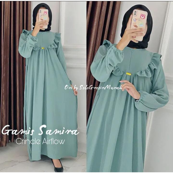 Gamis Samira Crincle Airflow Terbaru LD 110cm