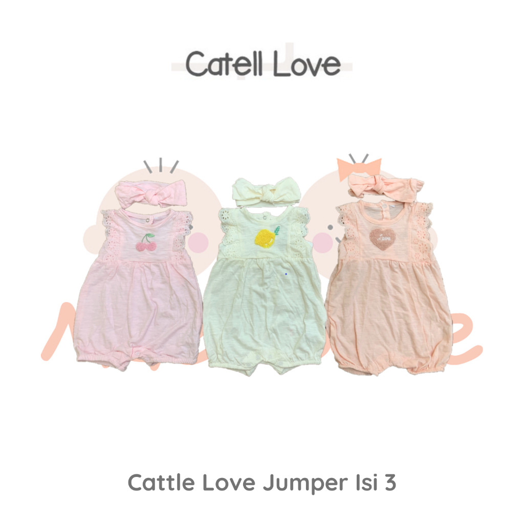 Catell Love Jumper 2 in 1 + Bandana Jumper Bayi Perempuan 0-9 Bulan