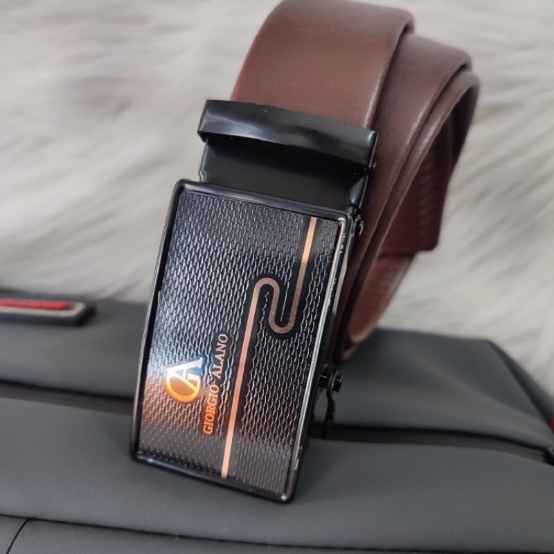 GIORGIO Alano | Spesial Brown Ikat Pinggang Pria Original | Sabuk Rell Kulit Sintetis Import