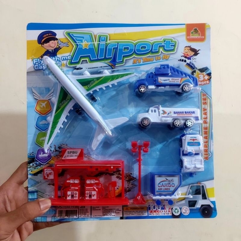 Mainan Plane Set Airport - Mobil Mobilan Miniatur Pesawat Anak Edukasi