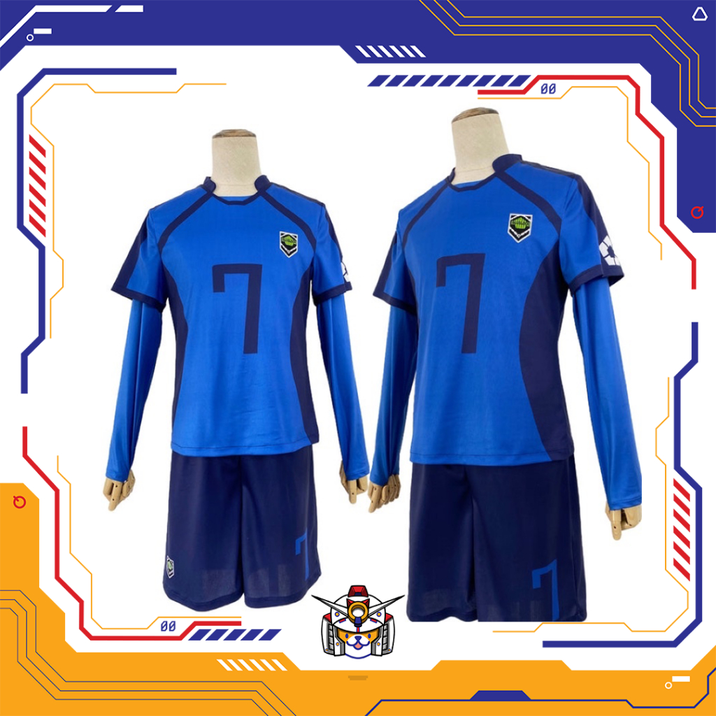 [qtakasi] blueLock Anime Cosplay Costume football jersey japan blue lock bastard man shine city