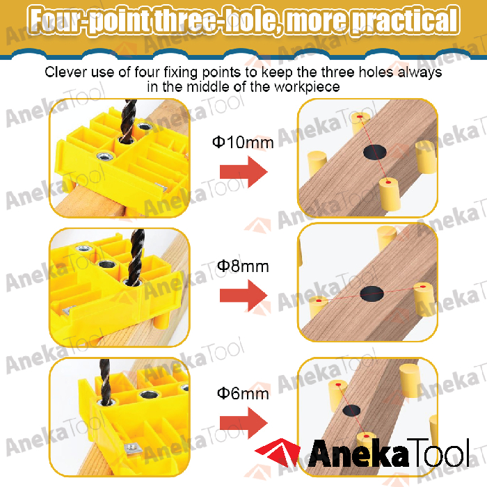 Dowel Jig Alat Pelubang Dowel Penyambung Kayu Papan Kayu Plywood Drill