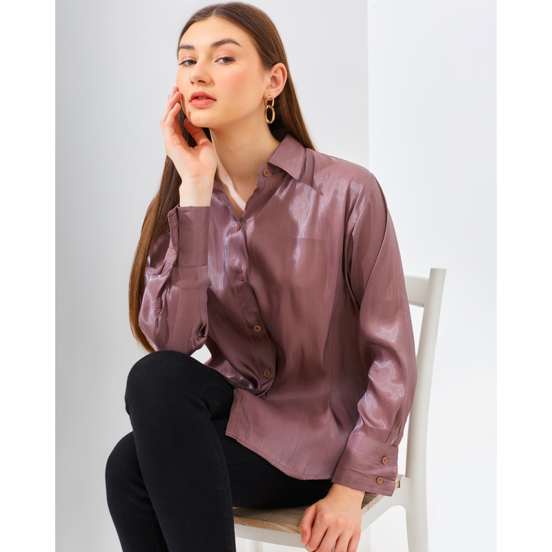 KEMEJA WANITA TANGAN PANJANG SHIMER PREMIUM BKK