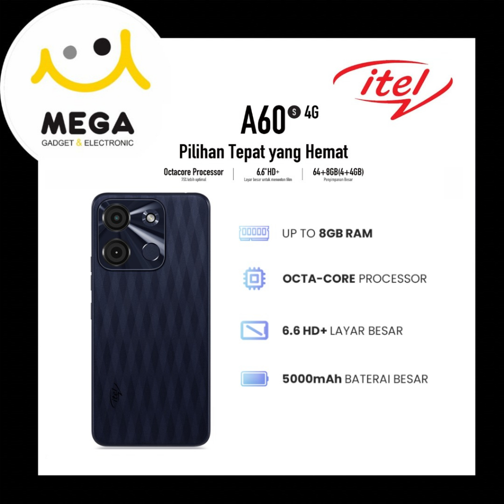 Itel A60S 4GB + 64GB Garansi Resmi Itel Indonesia