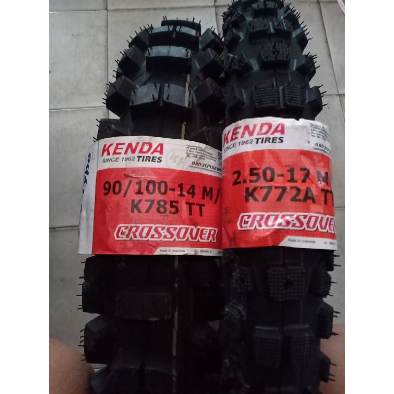 ban trail kenda ring 14/17 sepasang depan dan belakang ukuran 90-100/14 dan 250/17
