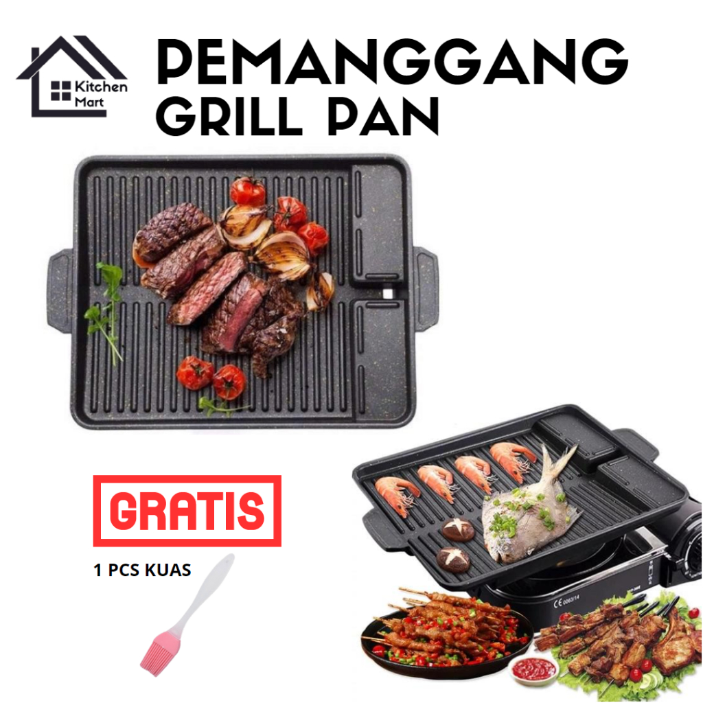 Panggangan Kotak Square Grill Pan GSF Teflon Alat BBQ Anti Lengket