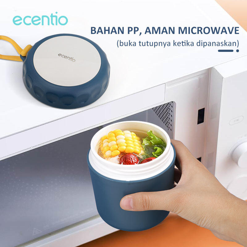 ecentio cangkir sup 400ML tahan panas cup soup anti tumpah portabel Dengan sendok