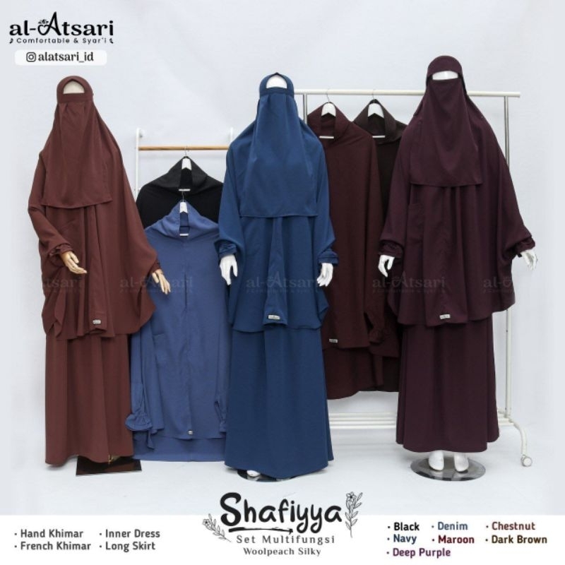 Shafiyya Hand Khimar Kerudung Set Skirt/ Rok Free Cadar Tali Bandana by Al Atsari