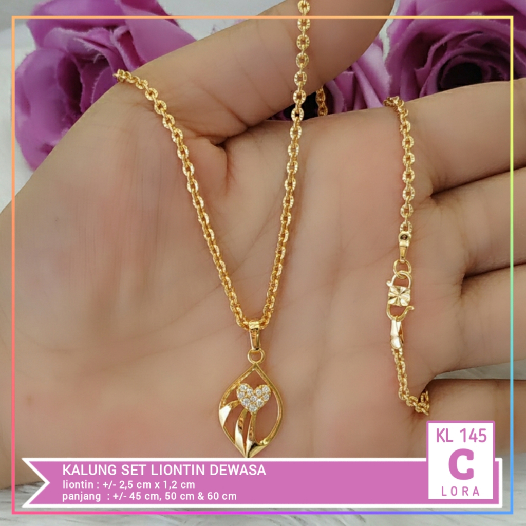 Kalung xuping kalung rantai love mata permata zircon perhiasan lapis emas gold KL 145