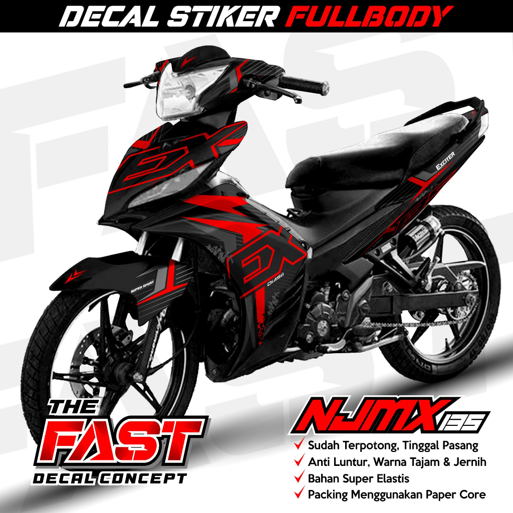 TERBARU Decal JUPITER MX NEW 135 Fullbody Exciter  Racing Cutom Sticker Striping Decal Yamaha JUPITE