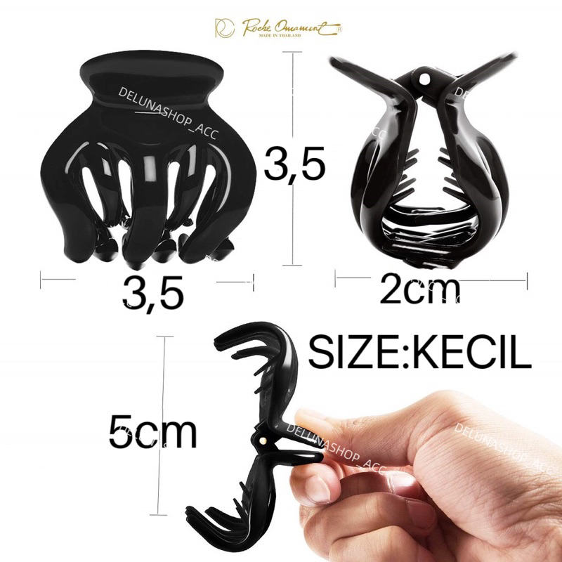 Delunashop KECIL Jedai Ori Bangkok thailand kecil 3,5cm cakar 5 Roche Ornament Jepitan Rambut Pumpkin Interlock Hair Claw Clips