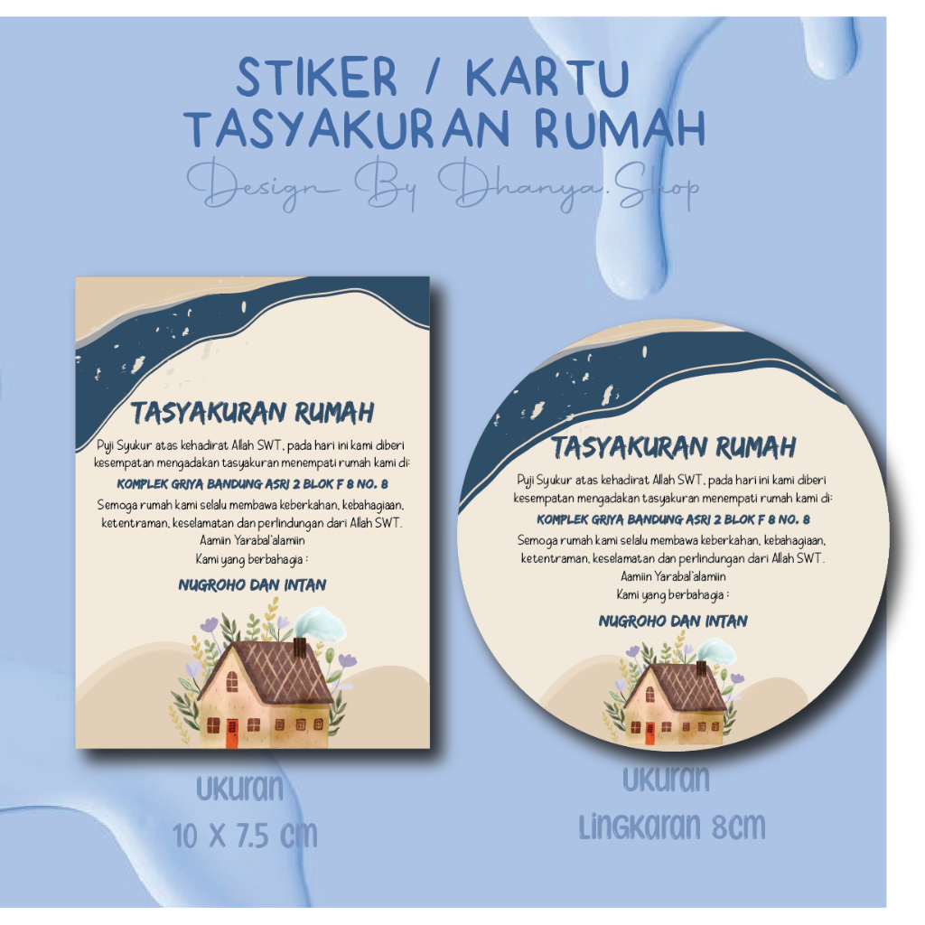 Stiker/ Kartu Syukuran Rumah Baru atau Pindahan Rumah