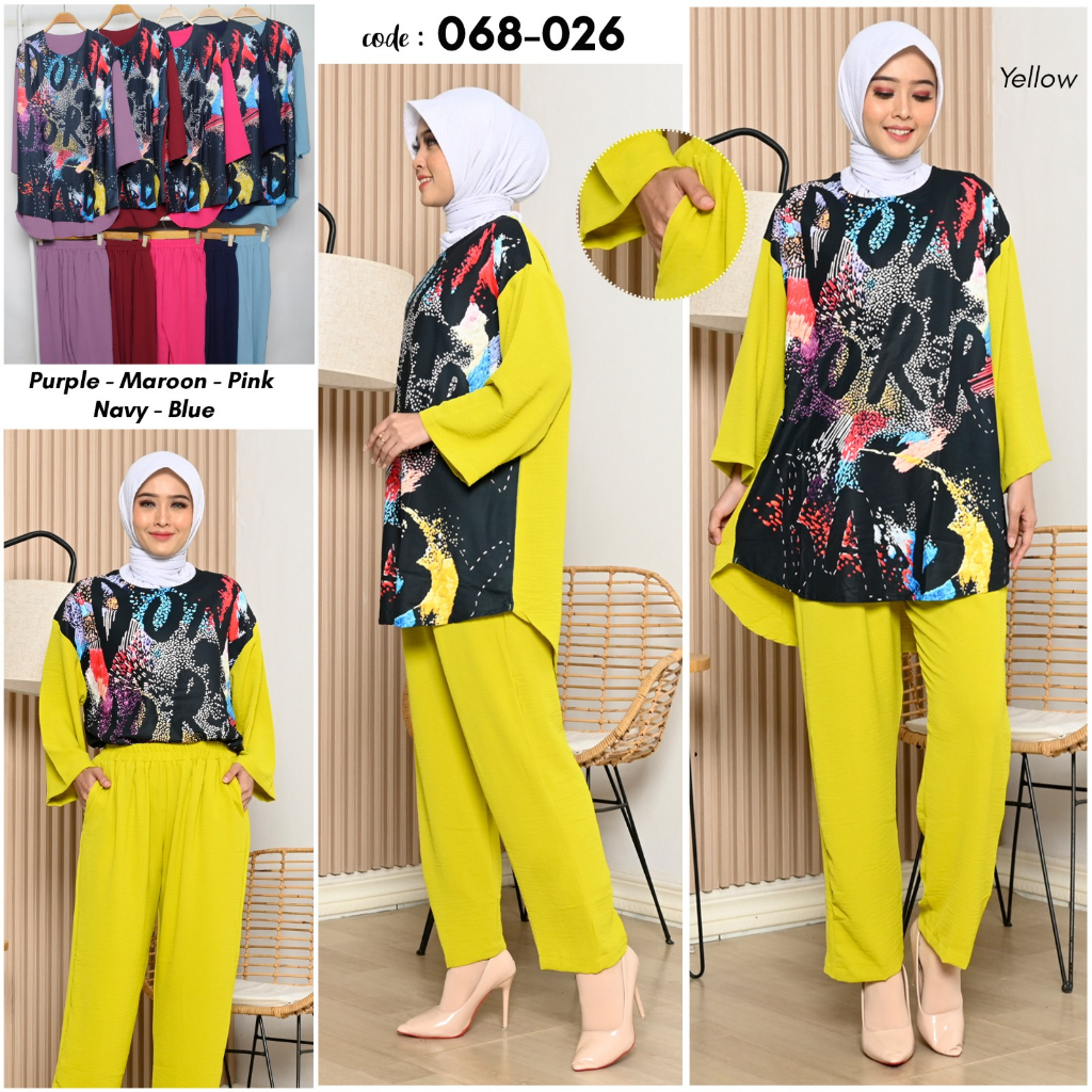 Setelan Tunik Black Dont You Crinkel Airflow Size XXL/ Set Wanita LD 120