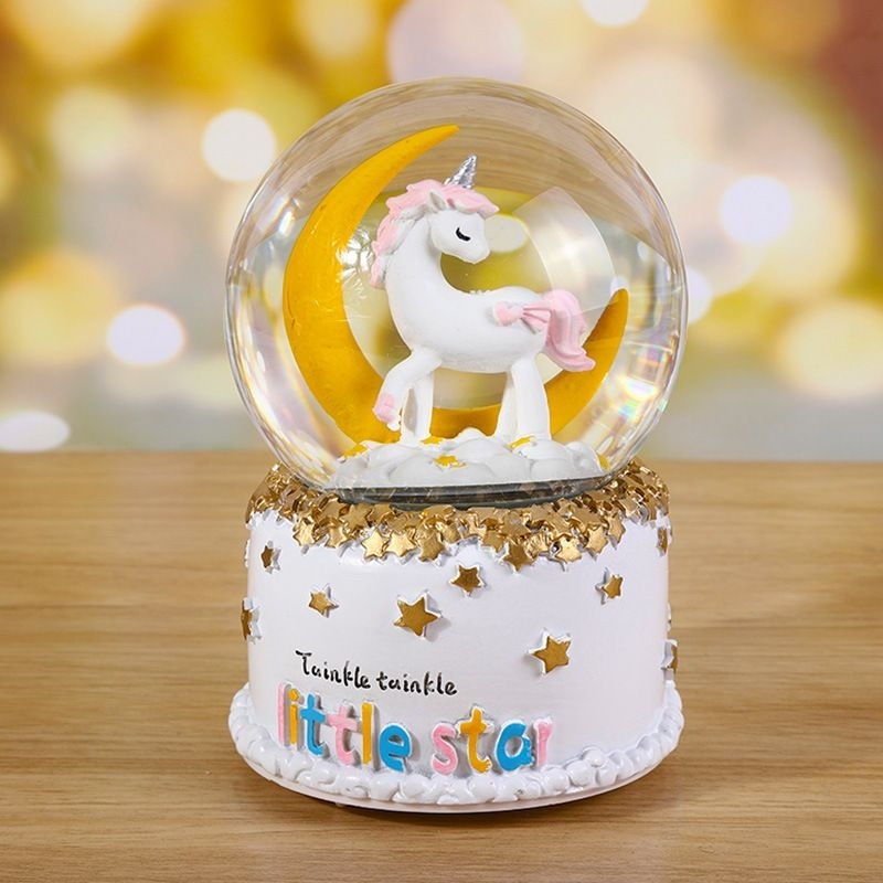 Snowball music box kotak musik bola kristal unicorn Doraemon