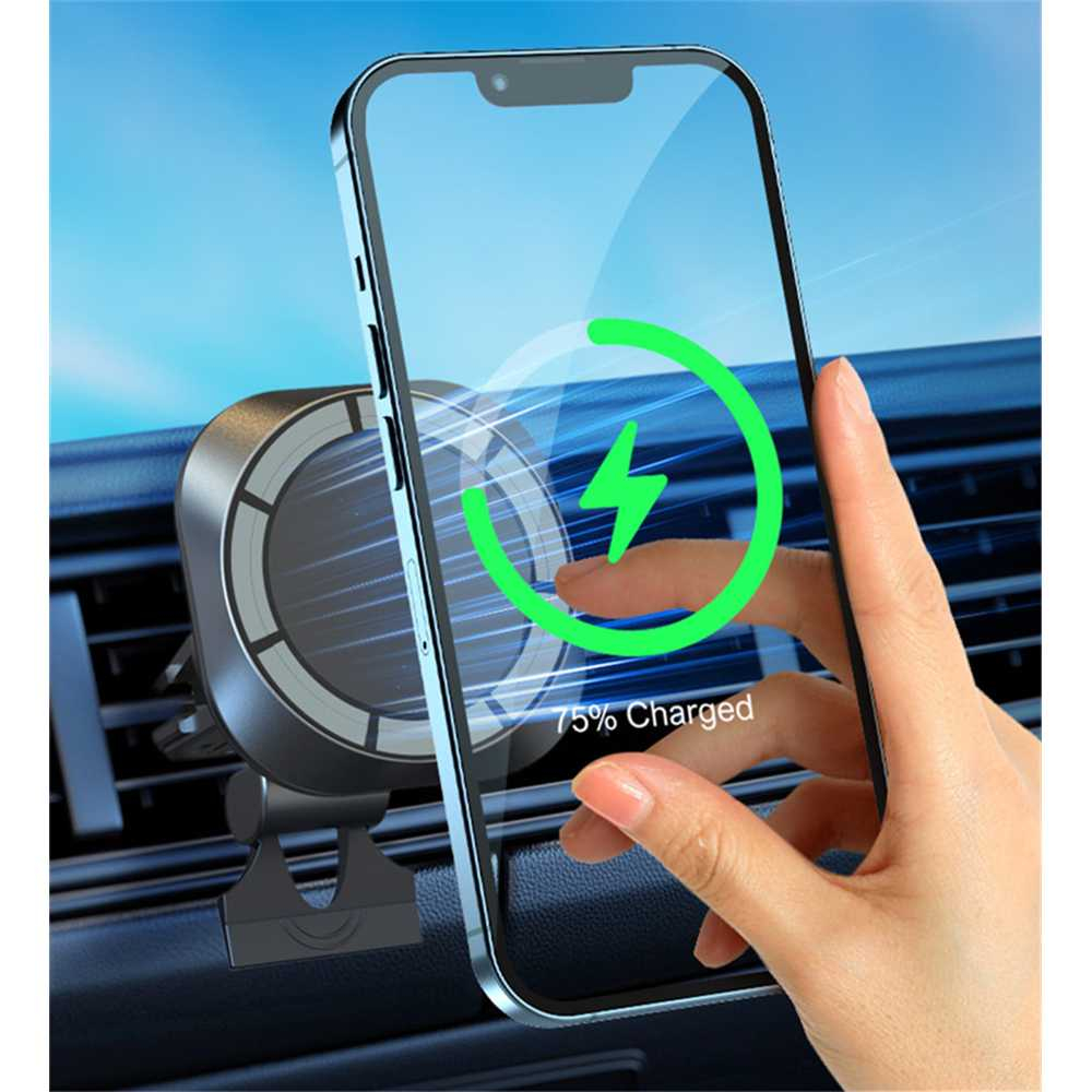Wireless Charger Magnetic Phone Holder Car Fast Charging 15W Charger Smartphone Isi Daya Cepat Berkualitas