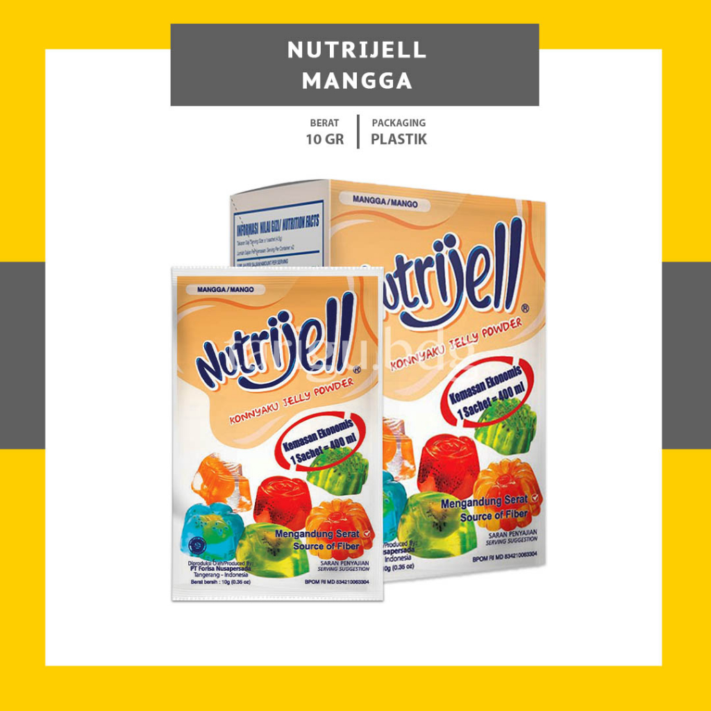 

NUTRIJELL JELLY POWDER MANGGA 10G - JELLY POWDER MANGO PUDING JELI SERBUK INSTAN - NUTRIJEL JELLY POWDER KEMASAN EKONOMIS ANEKA RASA