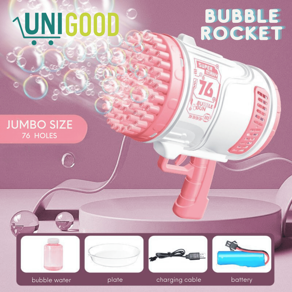 UNIGOOD - Mainan Bubble Rocket Gun Jumbo Pistol Gelembung Otomatis 76 Hole