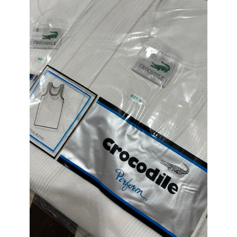 (1pcs) Kaos Singlet dewasa CROCODILE 801V salur putih pria