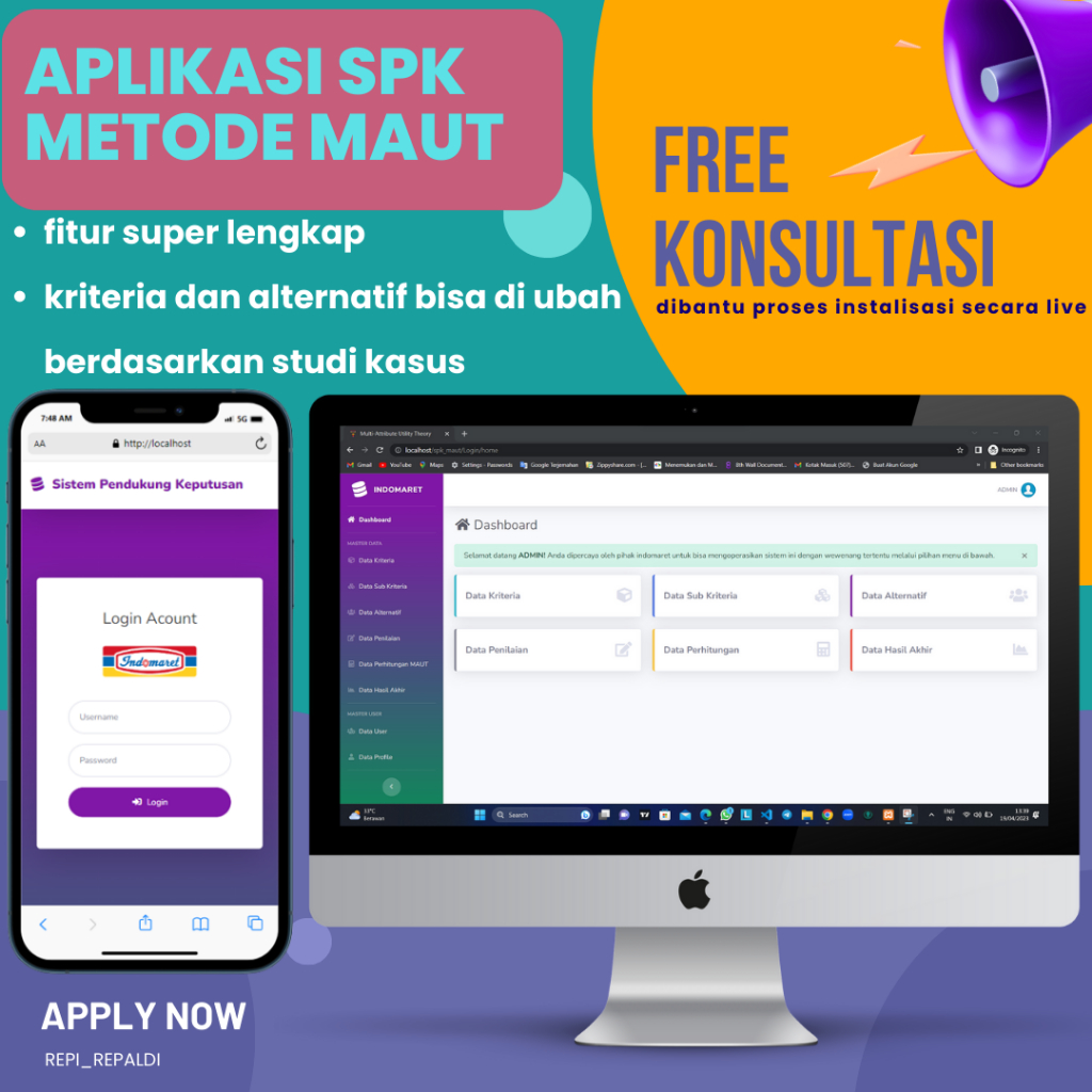 Aplikasi Sistem Pendukung Keputusan (SPK) Metode MAUT  Menggunakan Framework Codeigniter