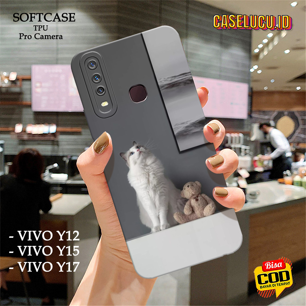 Casing Hp Vivo Y12 / Y15 / Y17 Terbaru - Fashion Case Kucing - Case Vivo Y12 / Y15 / Y17 - Soft Case