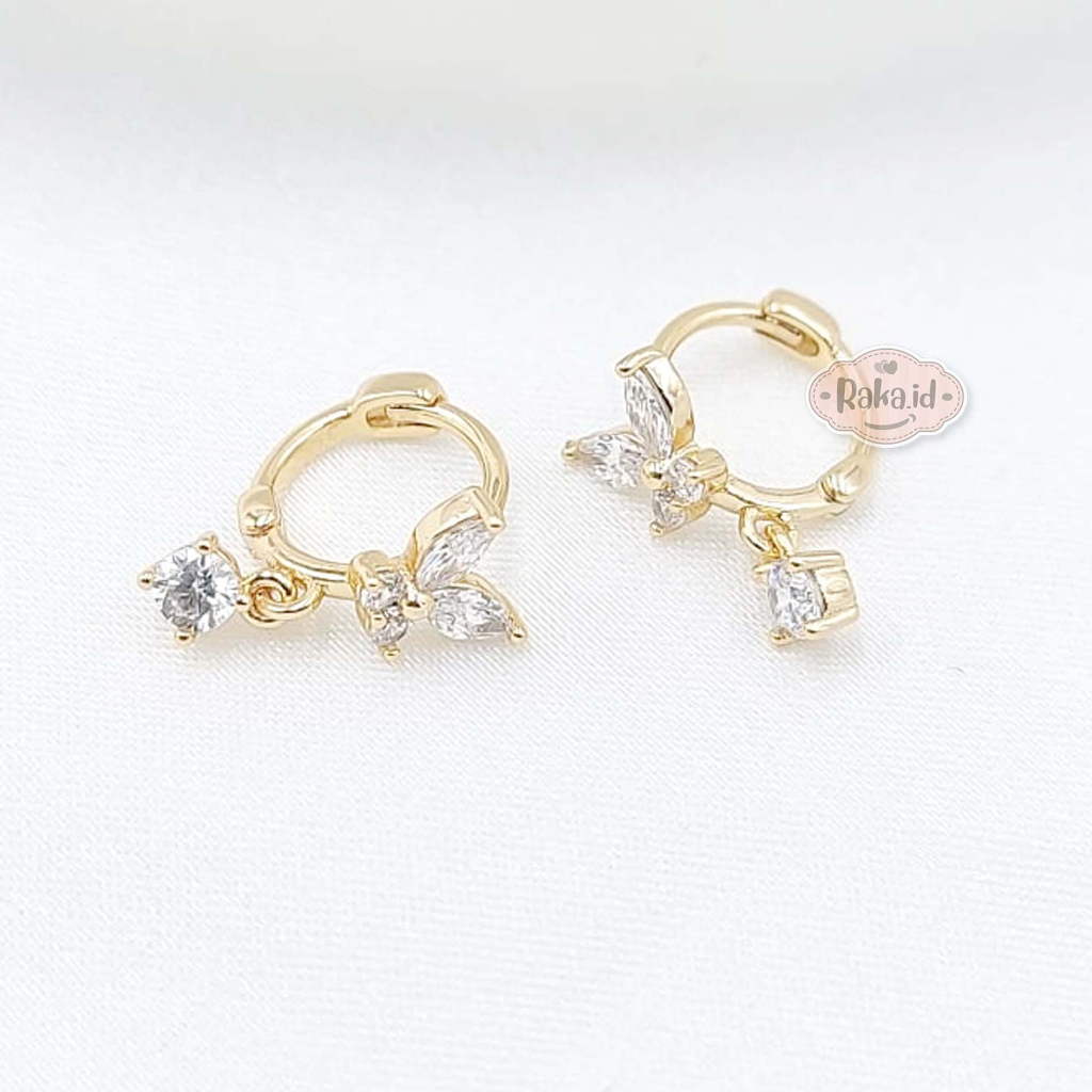 Anting Korean Style Anting Clip Giwang Bulat Motif Kupu Jurai 1306