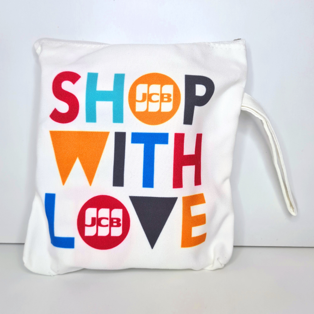 Merchandise Tas Pouch Dompet Tote Bag Canvas Tebal Nasabah Prioritas Bank JCB Premium Ultimate Putih