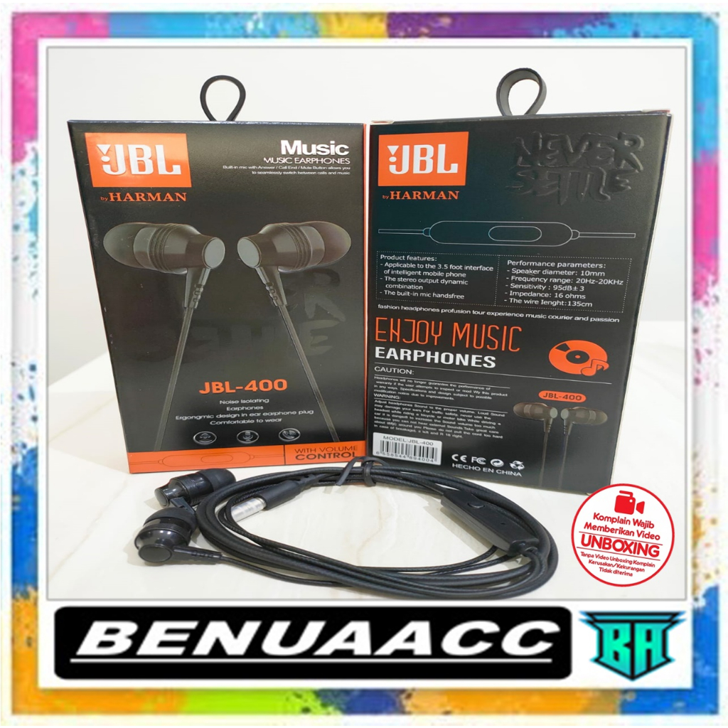 (ba) HF HEADSET JBL-400 SUARA JERNIH 100% PACK IMPORT