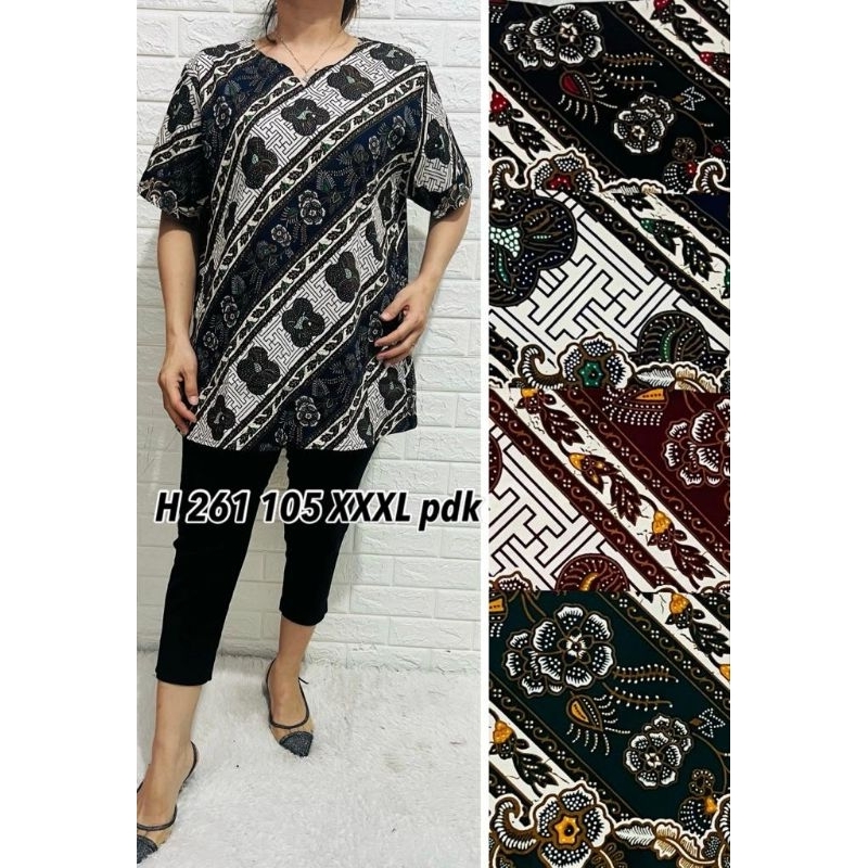 BLOUSE BATIK ATASAN WANITA JUMBO LENGAN PENDEK