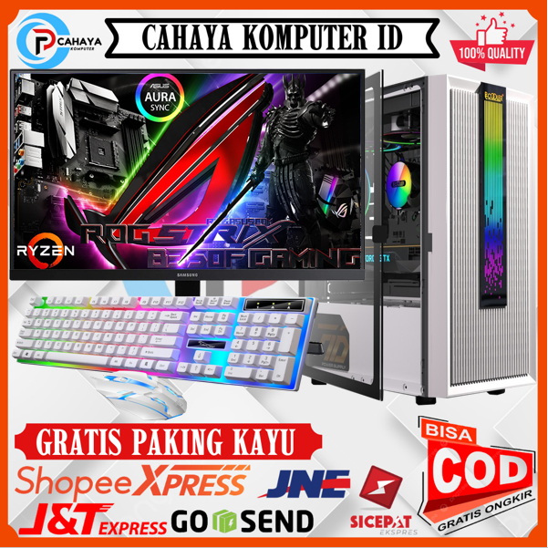 PC Gaming Editting Fulset AMD Ryzen 7 5700G Ram 32GB SSD 256GB HDD 1TB LED 24 Inch Keyboard Mouse