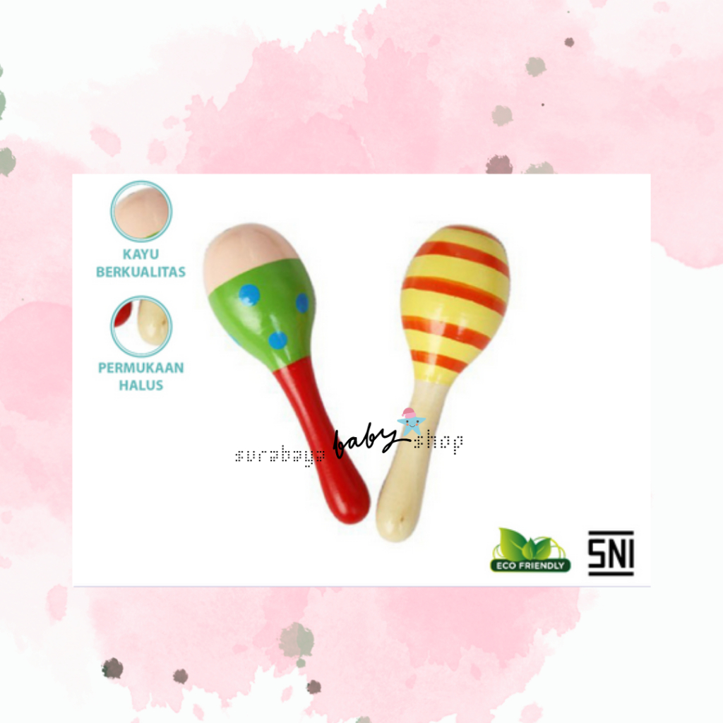 Baby Maracas / Mainan Bayi / Kerincingan Bayi / Rattle / Marakas Kayu Kerincing Genggam/ Rattle Kayu 538100