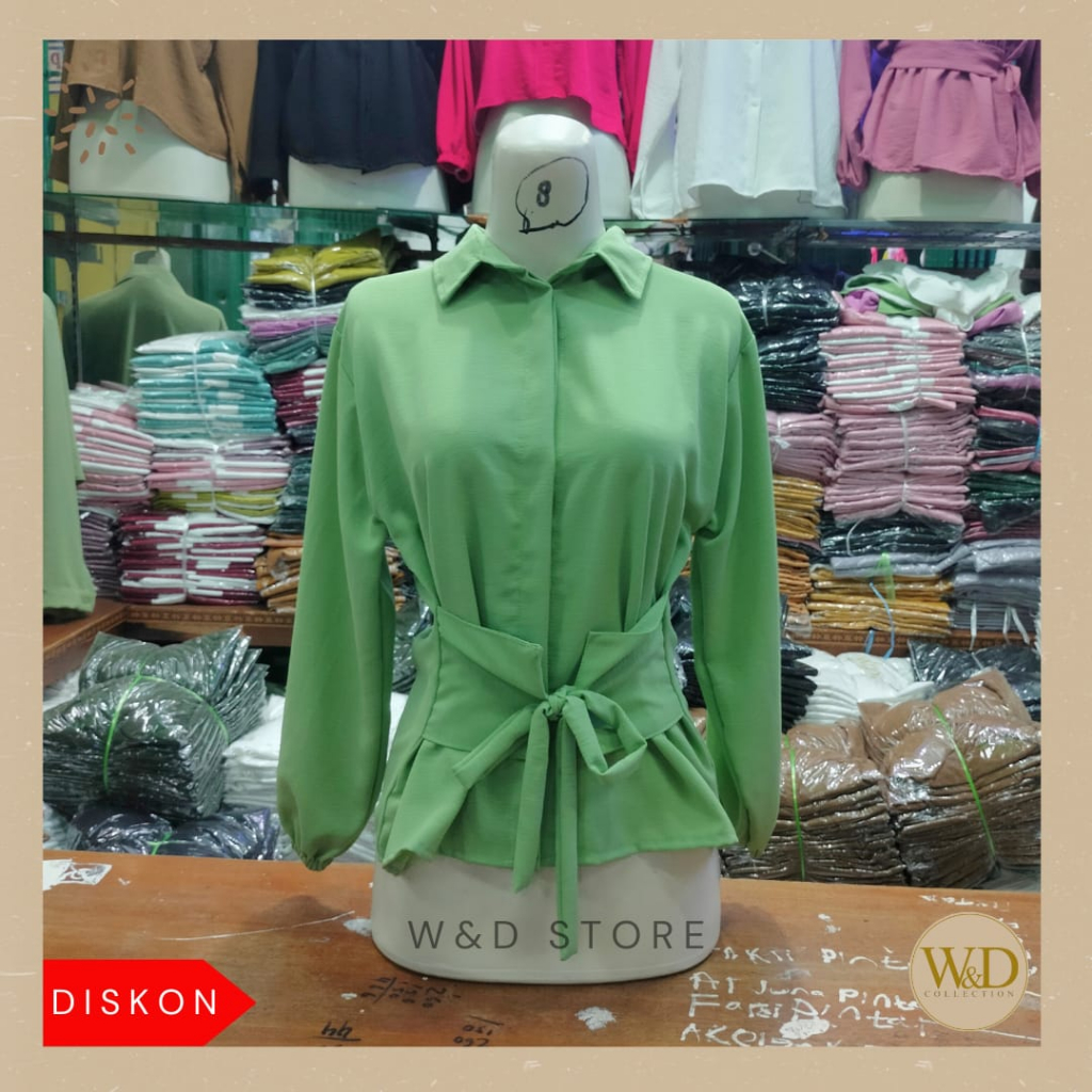 Kemeja Blouse wanita polos lengan panjang crincle airflow premium