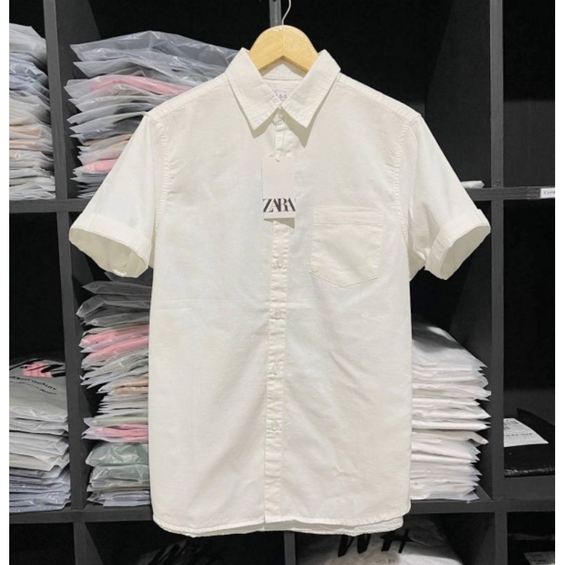 Kemeja Pria Zara Man Lengan PENDEK Premium // Kemeja Kerah Casual // Kemeja Polos Pria // Kemeja Formal