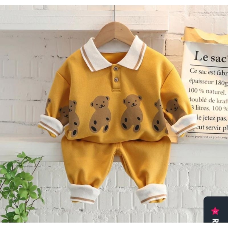 Setelan sweater joger anak laki laki perempuan terbaru motif  bear usia 1 sampai 5 tahun/sweater anak/pakaian anak/setelan anak