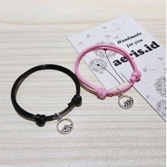 Gelang Couple Mountain &amp; Wave Sepasang (2 pcs)