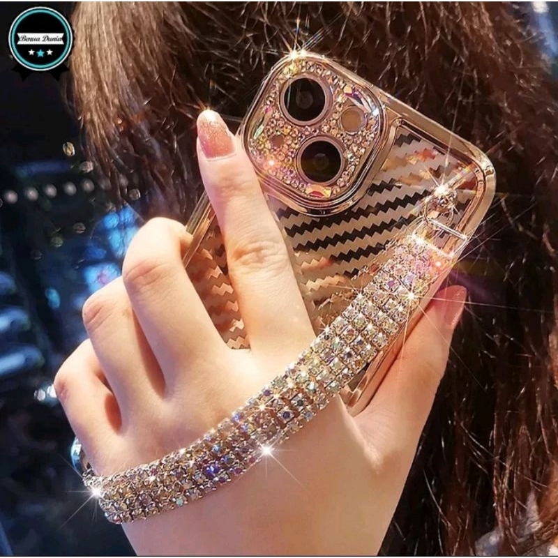 IPHONE 11 SWAROSKY CHAIN~ELECTROPLATED CROM barang super mewah &amp; highclas-ad swarosky di pelindung kamera-ada chain swarosky 2