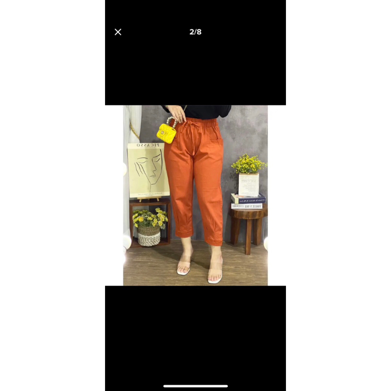 HARUKA PANTS MODEL 7/9 LINEN CRINGKLE TERUPDATE