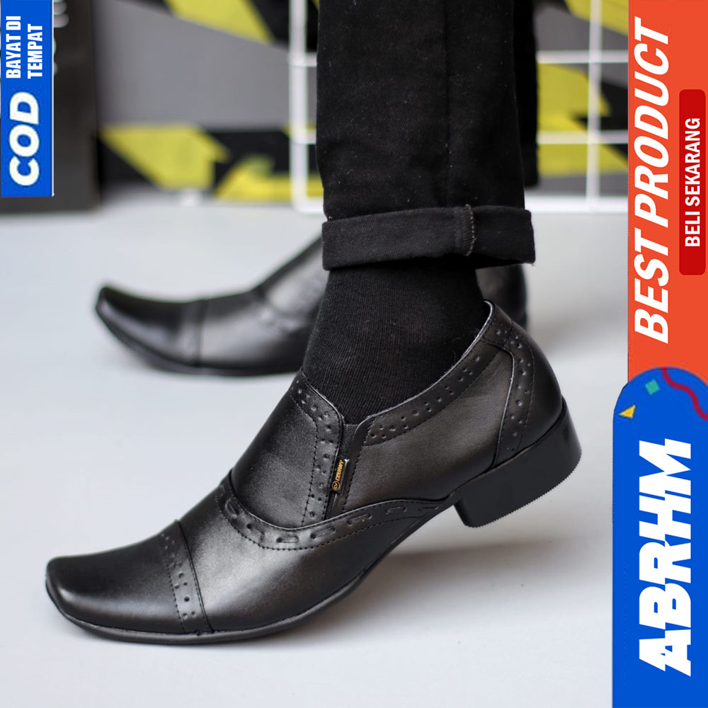 Sepatu Pantofel Formal Hitam Ukuran Besar 44 45 46 47 Kerja Kantor Kulit Asli Pria