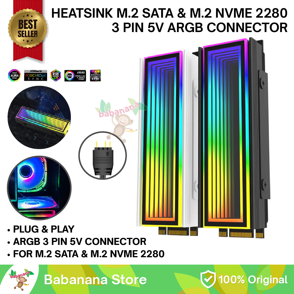 HEATSINK ARGB 3 PIN 5V FOR M.2 NVME M.2 SATA SSD 2280 COOLER PENDINGIN