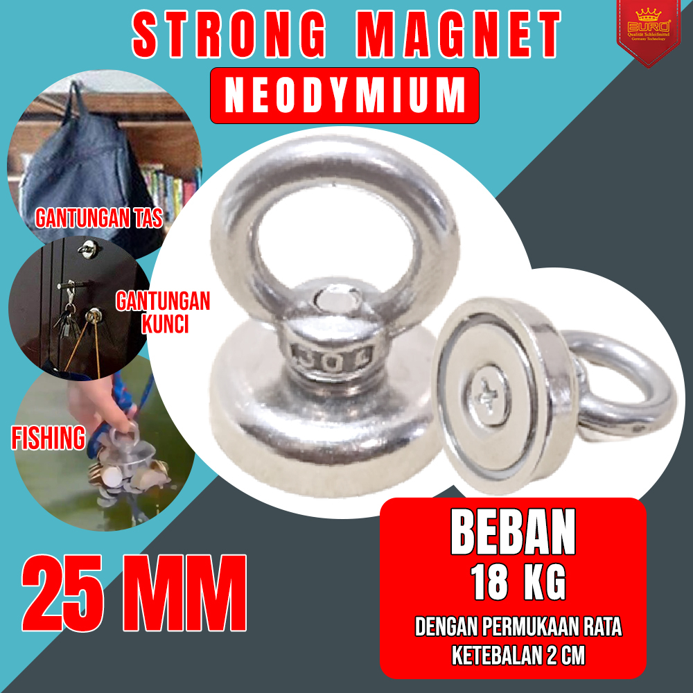 Magnet Gantungan Strong Neodymium Magnet Model Bulat 25mm 18 KG