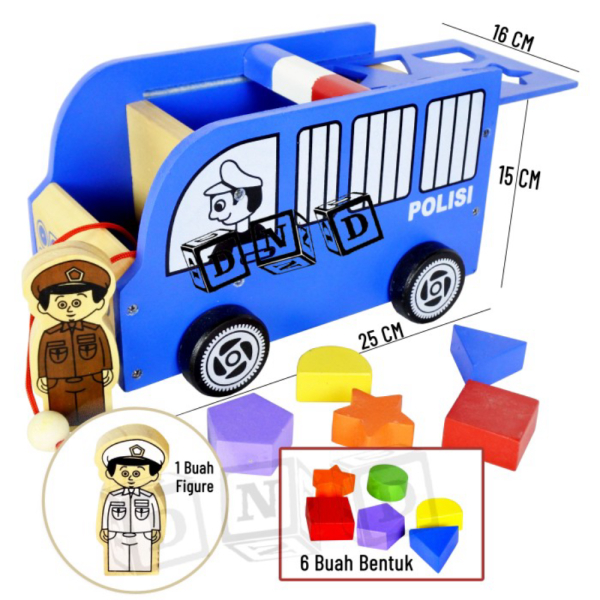 

Jual Mainan Edukatif / Edukasi Anak Mobil Bus Polisi Police Car Geo Bentuk Limited