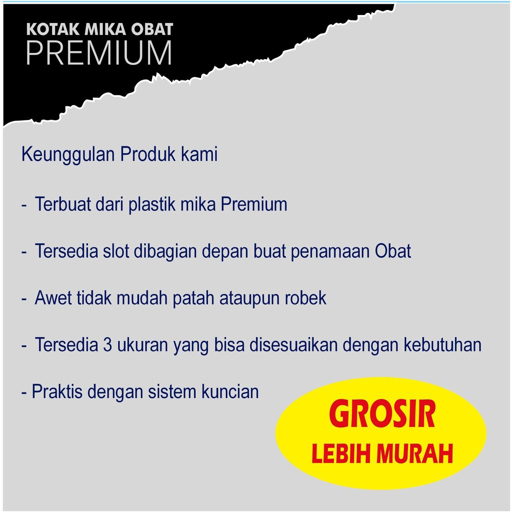 Kotak Obat Mika apotek klinik ukuran medium 8 cm 20 x 8 x 7, Mika Plastik Klinik, Penyimpanan Obat, rumah sakit