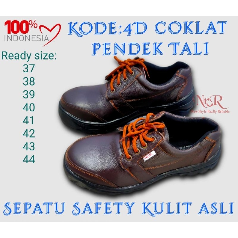 SEPATU SAFETY BAHAN KULIT SAPI ASLI UJUNG DEPAN ADA BESI PENGAMAN SOL SUDAH DI JAHIT STIK MELINGKAR