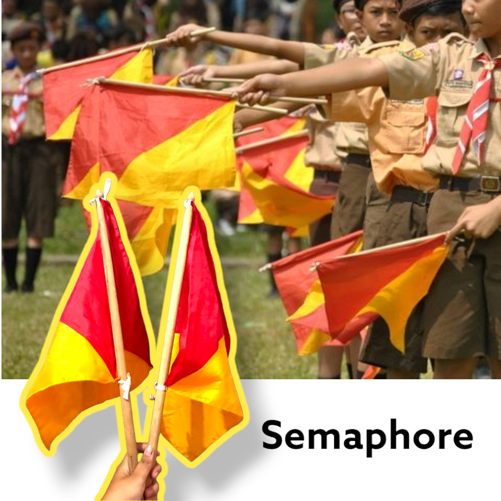 Sepasang Tongkat Stik Bendera Semaphore Semapur Pramuka 2 Pcs