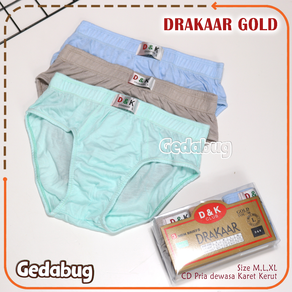 CD Pria DRAKAAR Gold 788 Karet Kerut | CD Pria dewasa Katun berkualitas | Gedabug