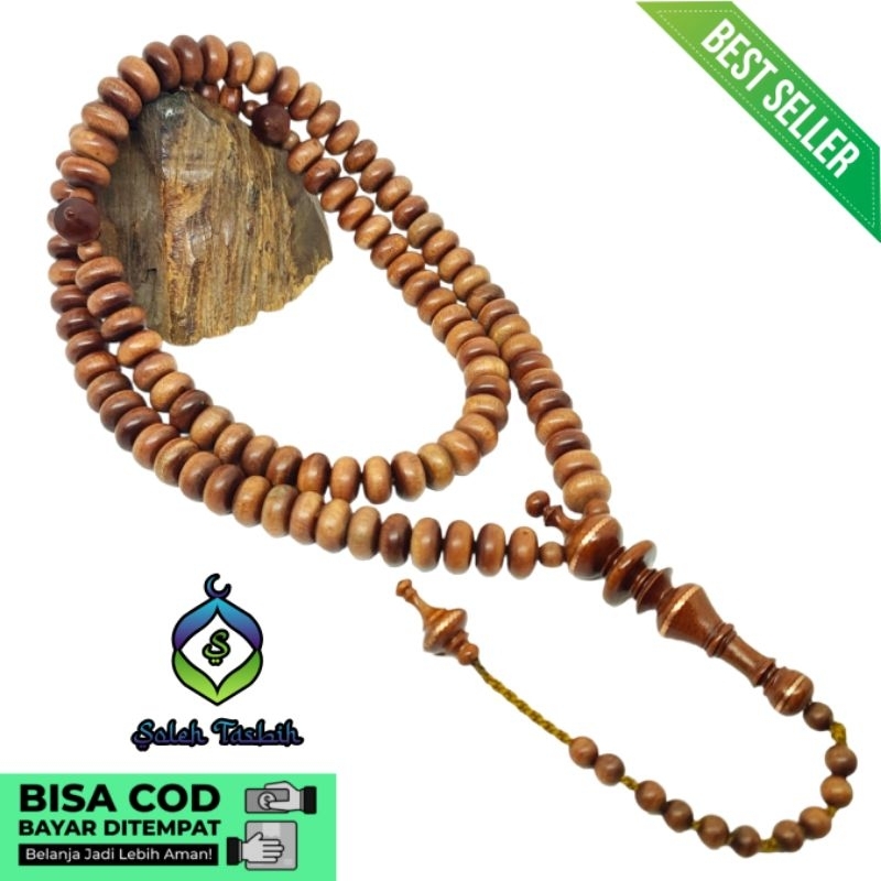 Tasbih Super Kayu Setigi 6x12mm Motif Pipih_Tasbih 99 Butur asli original