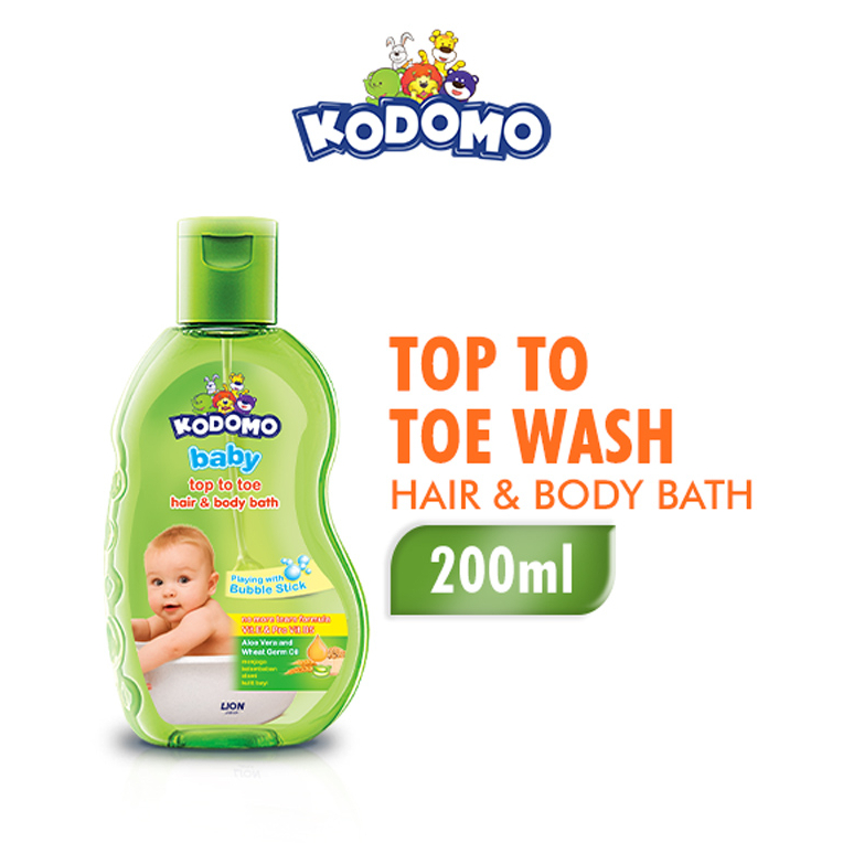 Kodomo Baby Top To Toe Hair &amp; Body Bath Aloe Vera - 200ml