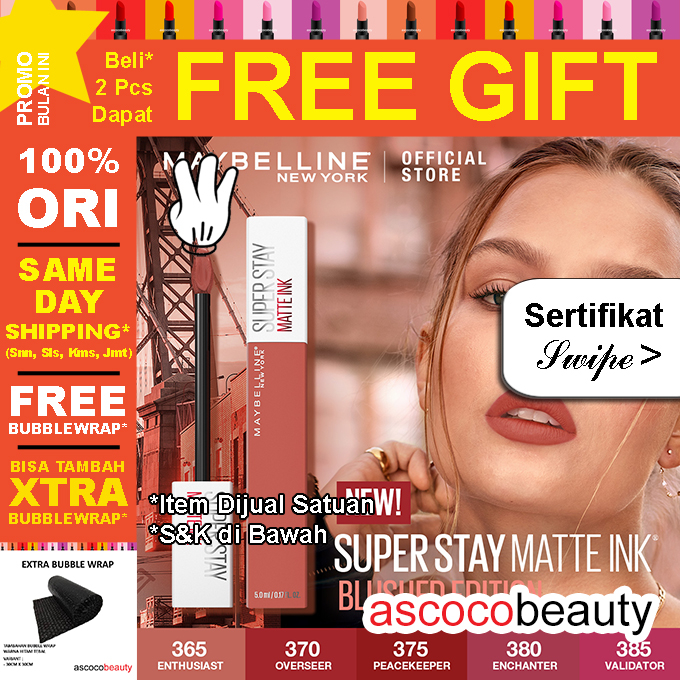 Maybelline Superstay Matte Ink [ WARNA BESTSELLING ] ED Panjang 2025 - 2026 | Lip Cream Transferproof | Spiced 65 Red 285 220 Blushed 225 Birthday Edition 350 Ready 210 SSMI 205 ✰ ascocobeauty ✰