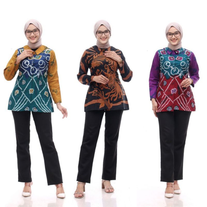 ATASAN BATIK WANITA MODERN BAJU BATIK WANITA BLUS BATIK WANITA SERAGAMAN BW