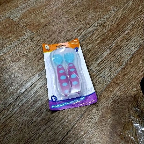 IQ BABY FORK &amp; SPOON WITH CASE / SENDOK GARPU MAKAN BAYI